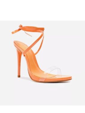 Schutz Cloe Open Toe Lace Up Heels Size 7.5